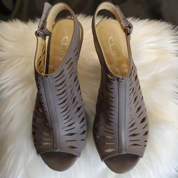 CL by Chinese Laundry Grey Ankle Bootie with Peep Toe, Velcro Ankle Strap - Picture 1 of 12